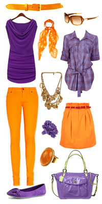 фиолетово-оранжевая одежда